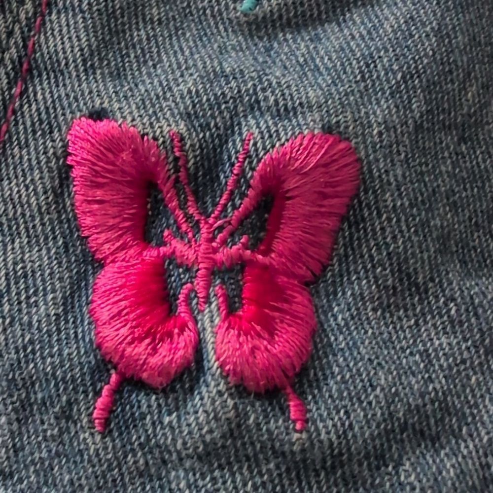 Zana Di Y2K Girls Butterfly Embroidered Denim Jean Shorts Size 6X - Picture 4 of 8